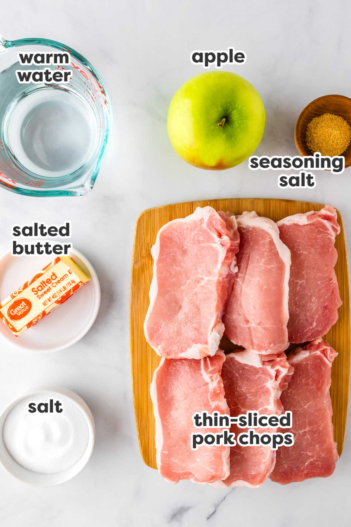 The recipe ingredients with text overlay labeling each.