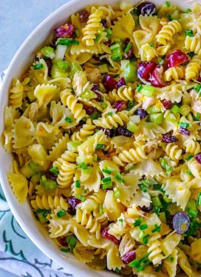 Large-Batch Chicken Pasta Salad in an extra large bowl.
