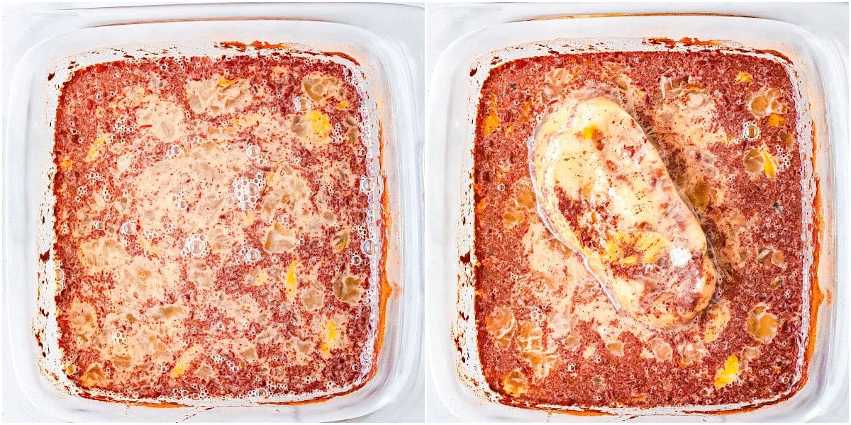 a collage of making French toast by whisking the ingredients together and dipping the bread in the mixture