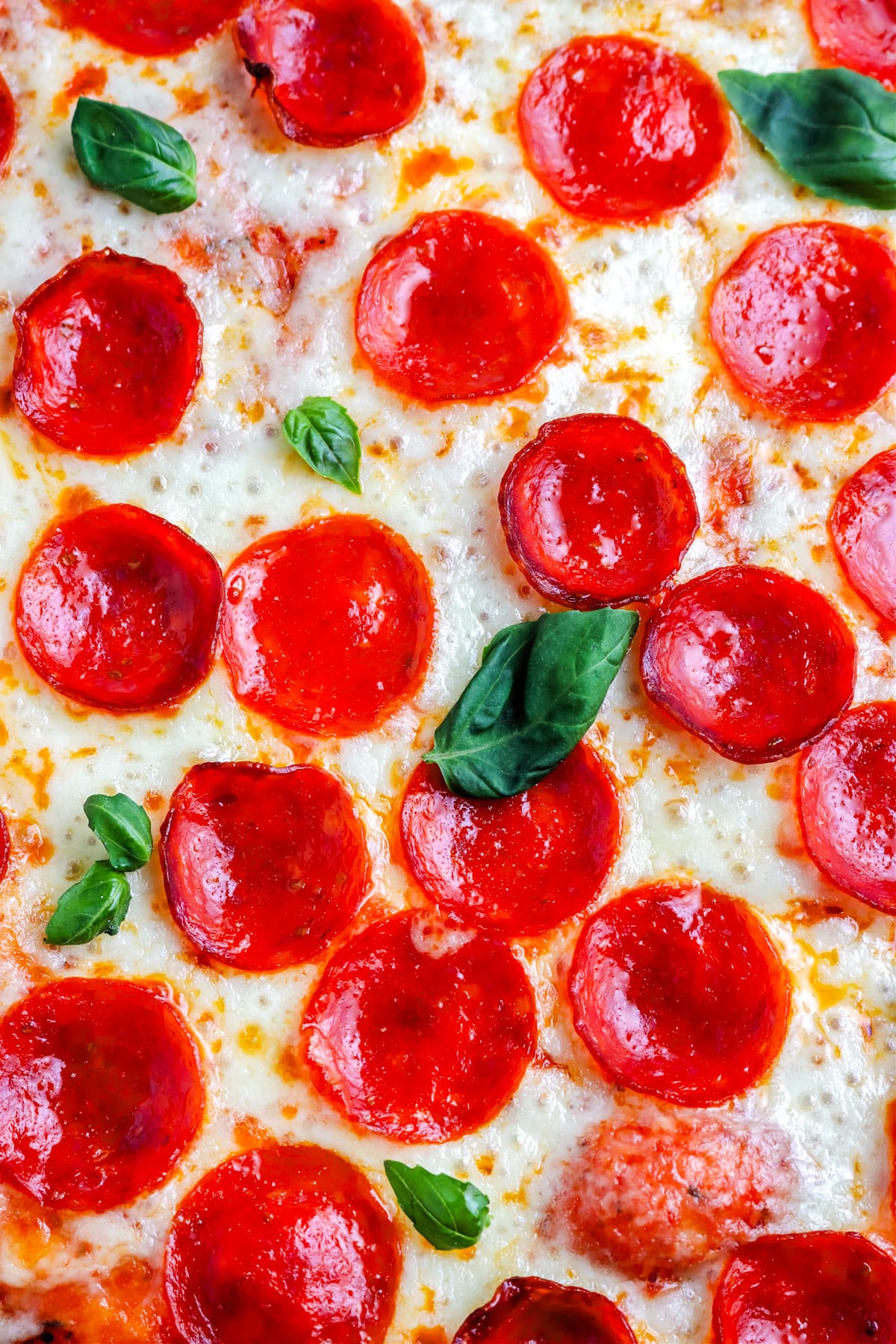 A close up picture of the finished 1 hour pizza with pepperoni on it.