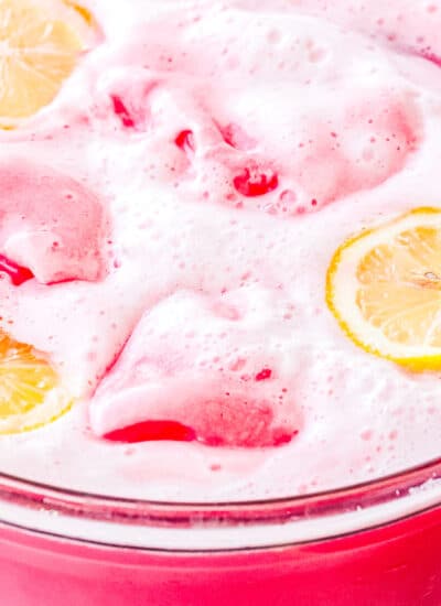a punch bowl full of cranberry sprit punch