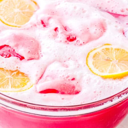 a punch bowl full of cranberry sprit punch