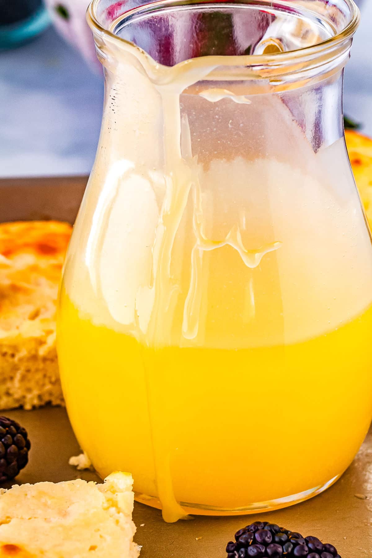 a glass jar full of homemade pancake syrup