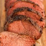 Close up picture of sliced Christmas roast.
