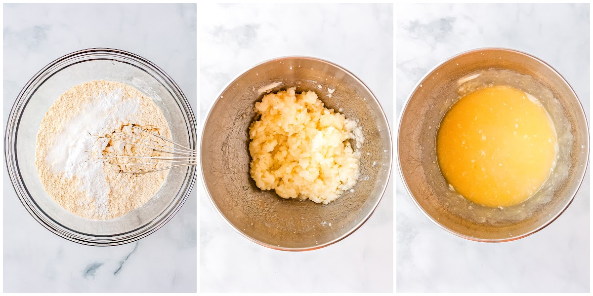mixing bowl with dry and wet ingredients