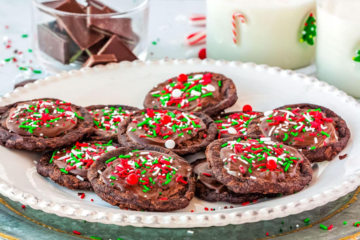 a plate of christmas cookies