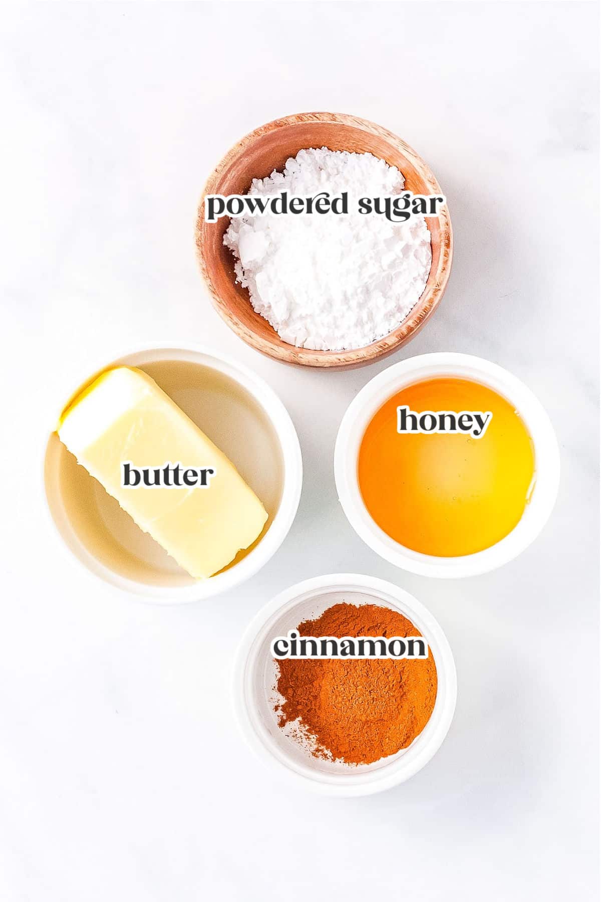 ingredients for making cinnamon honey butter