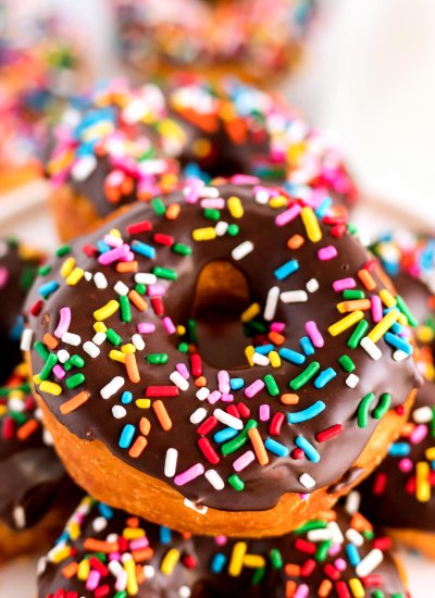 A rainbow sprinkle donut.