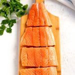 Cut each fillet into 4 equal pieces.