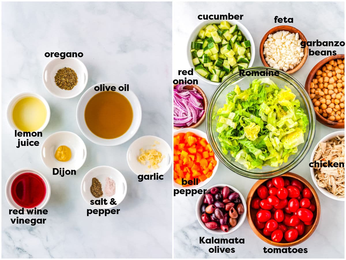 All of the ingredients needed to make this recipe with text overlay labeling each ingredient.