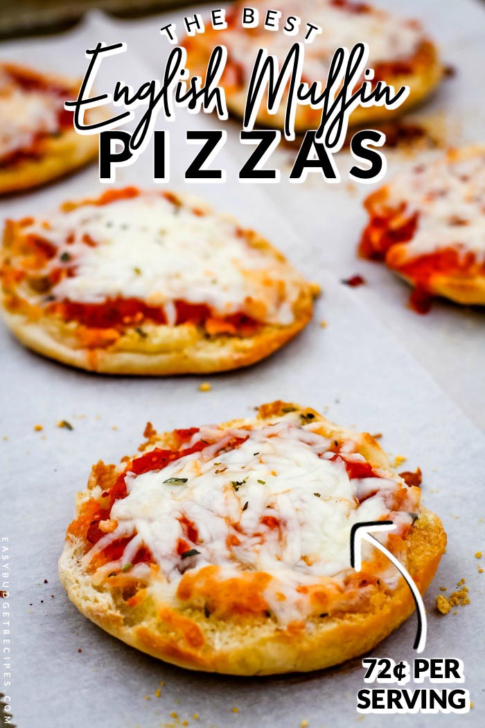 These English Muffin Pizzas are a lunchtime favorite! They take 20 minutes to make, serve 6, and cost $4.33 to make. That’s just 72¢ per serving. via @easybudgetrecipes