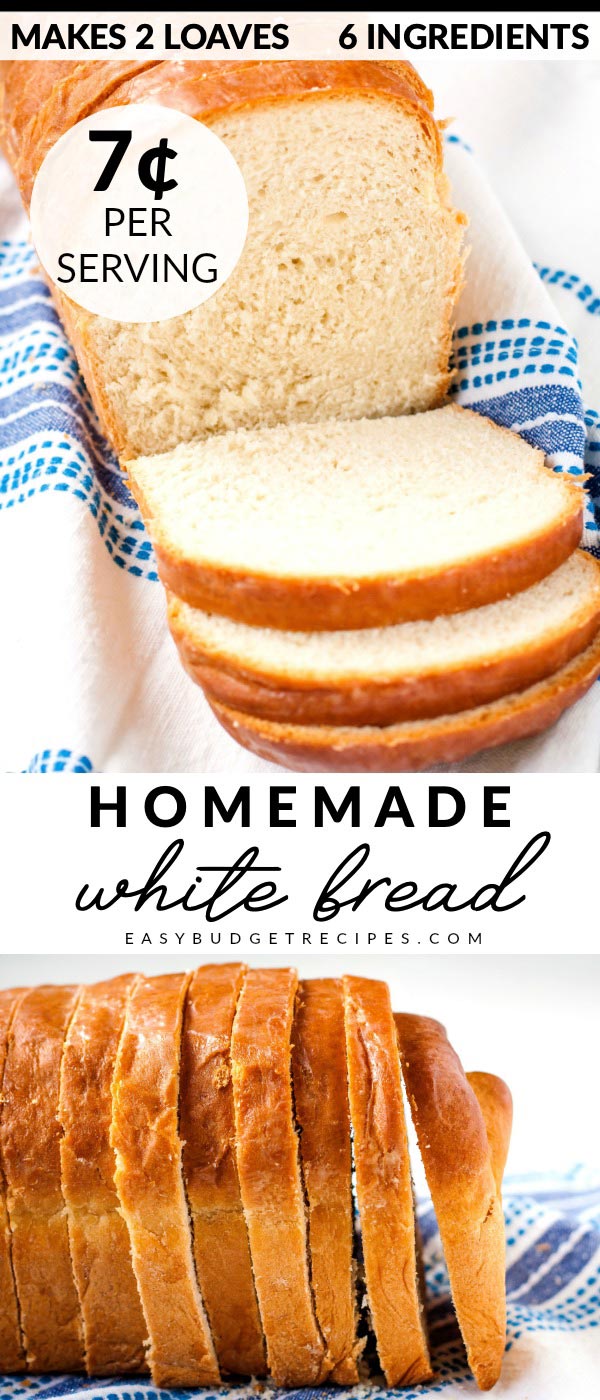 Homemade White Bread picture collage with text overlay for Pinterest.