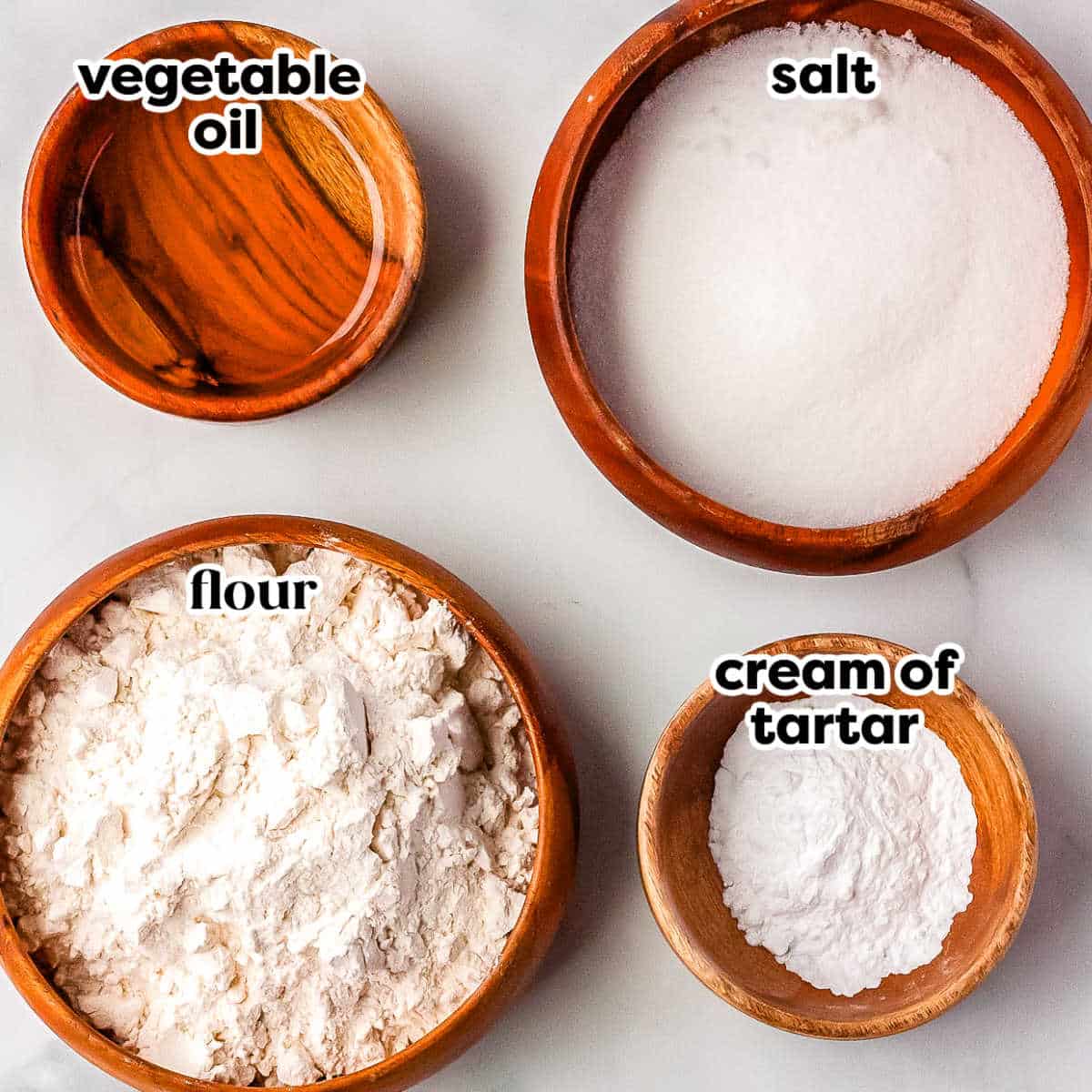 The recipe ingredients with text overlay labeling ech one.