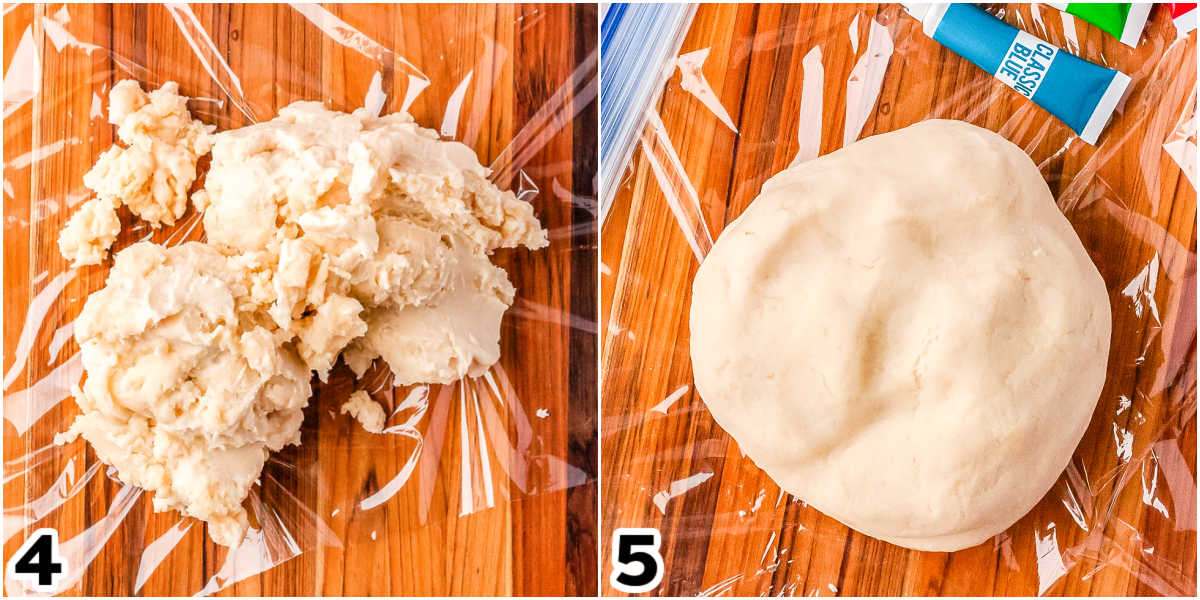 The cook dough before and after kneading.