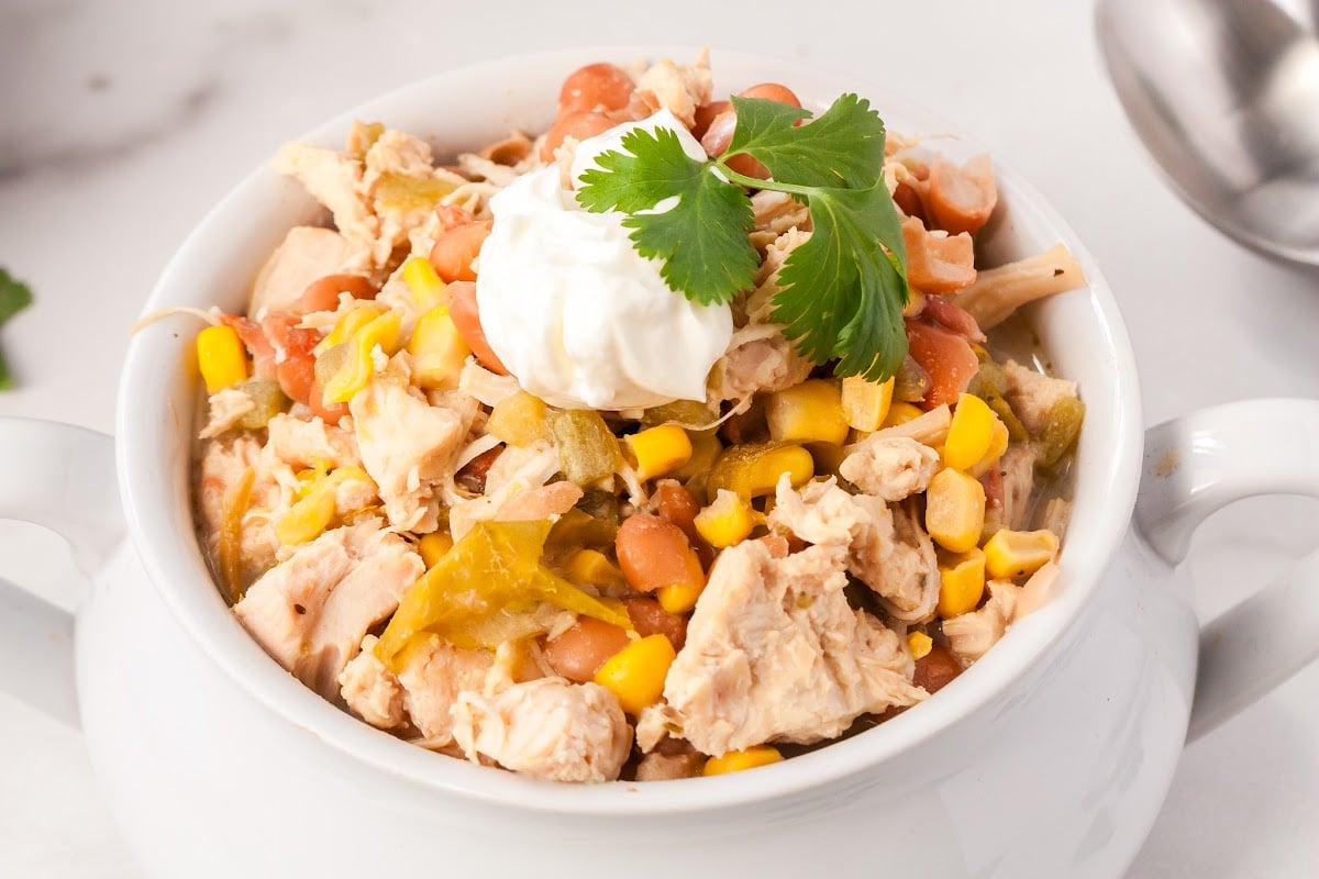 Southwest Chicken Chili Crock Pot recipe in a bowl