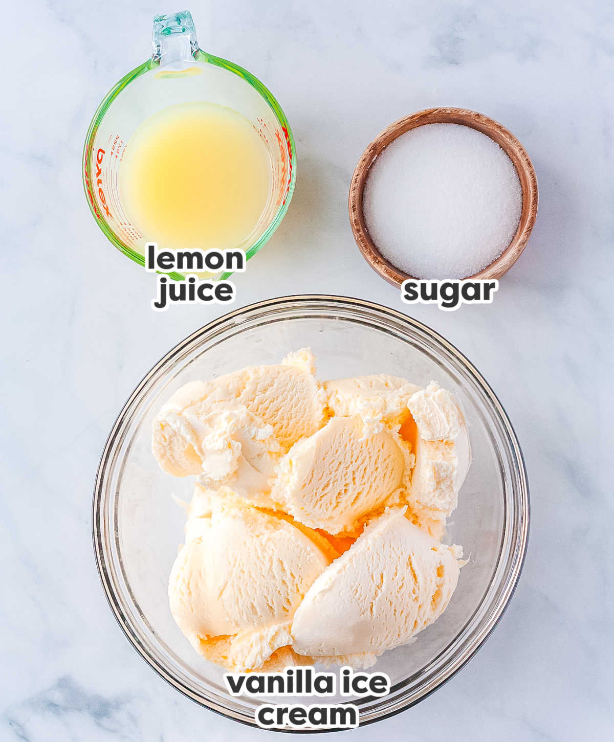 All of the ingredients needed to make this recipe with text overlay labeling each ingredient.