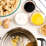 Add the ginger, garlic, and red pepper flakes to the hot oil and cook for 30 seconds.