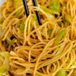 Close up picture of Panda Express Chow Mein noodles.