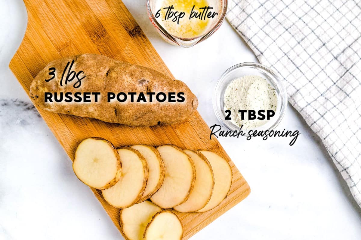 All of the ingredients needed to make this recipe with text overlay labeling each ingredient. 