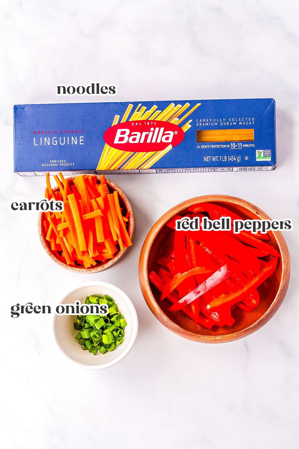 ingredients for making thai noodles with text overlay