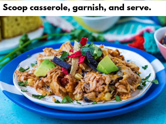 A close up picture of a scoop of casserole on a plate.