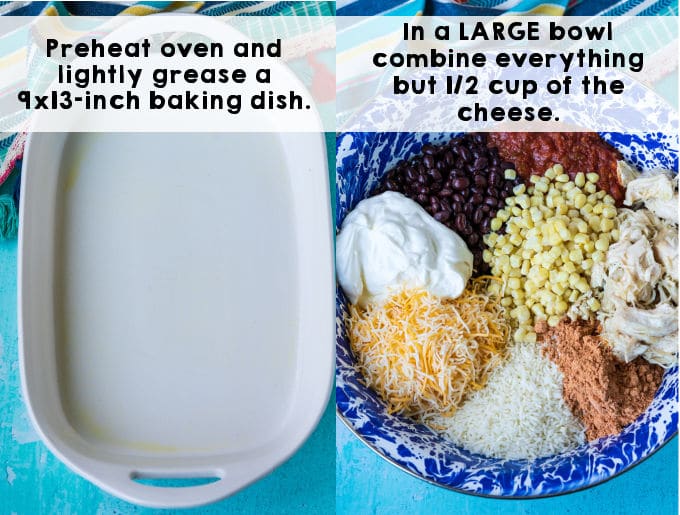 The prepared 9x13-inch pan to make the casserole in.