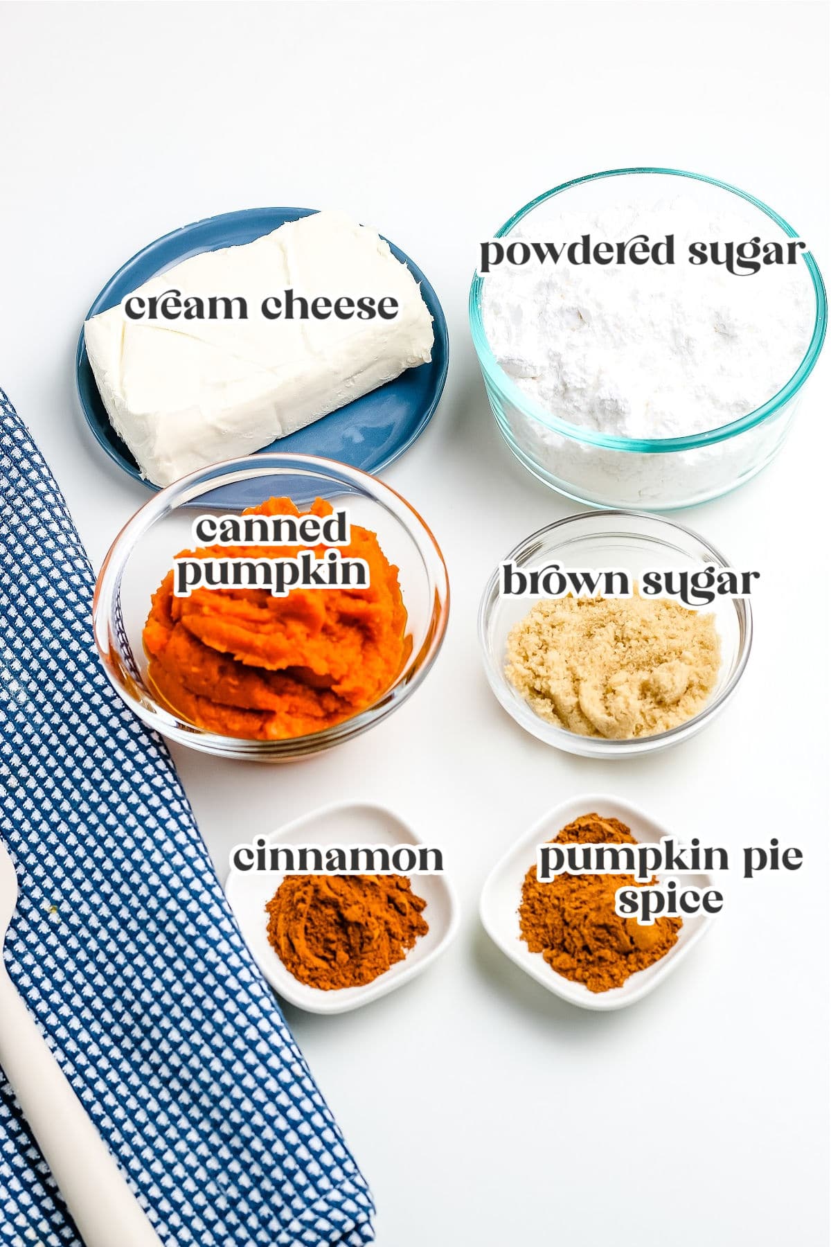 ingredients for making Pumpkin Dip with text overlay