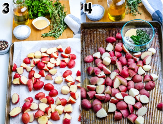 The potatoes on paper towels ready to be dried off.