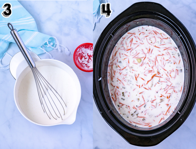 The half and half mixture added to the slow cooker.