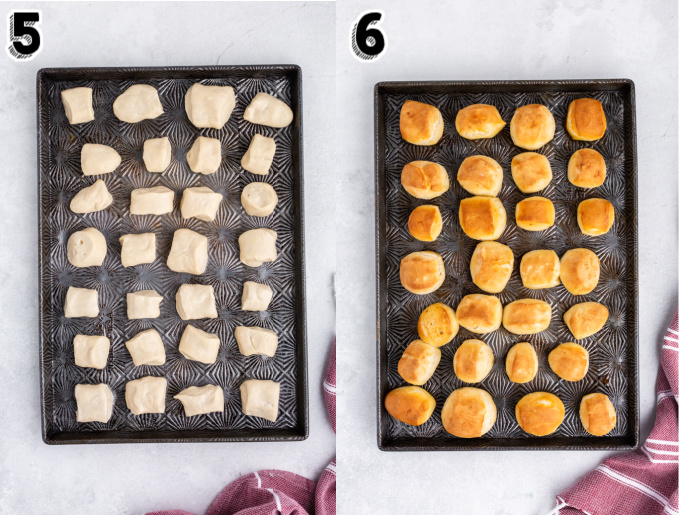 The pretzel bites after the come out of the oven.