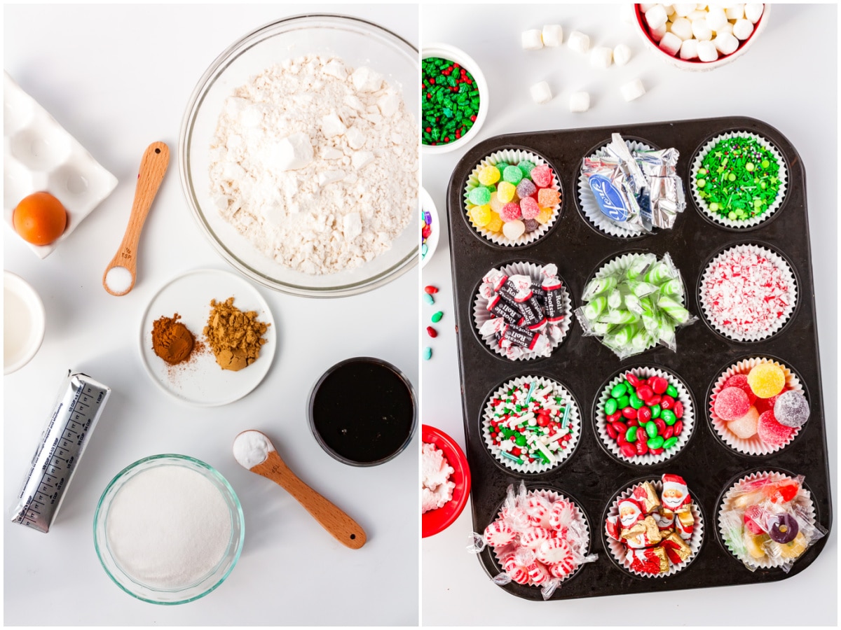 All of the ingredients and candies needed to make this recipe.