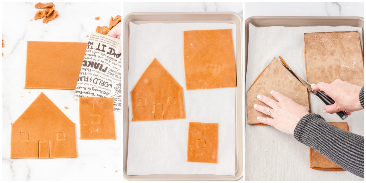 A picture collage showing how to transfer the dough pieces onto a baking sheet.