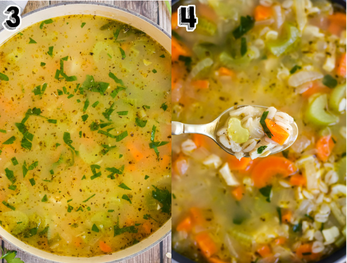 The soup after it has simbarley is cooked. mered and the