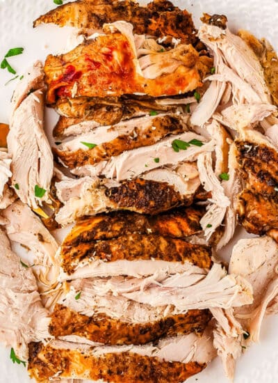 a plate of turkey breast