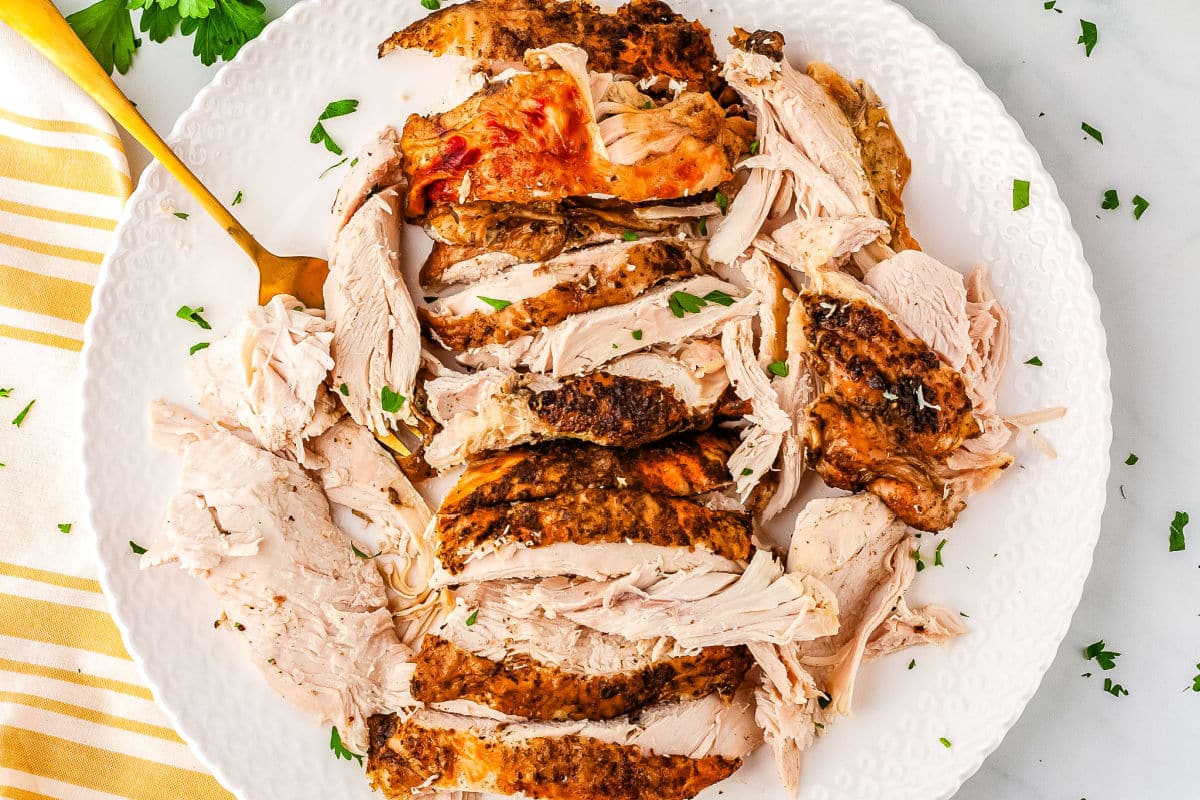 a plate of turkey breast