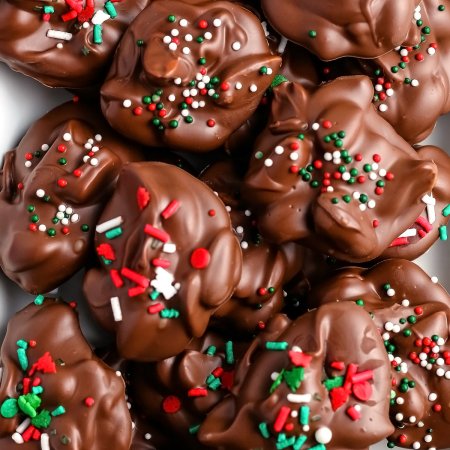 A close up picture of crockpot candy in a pile.