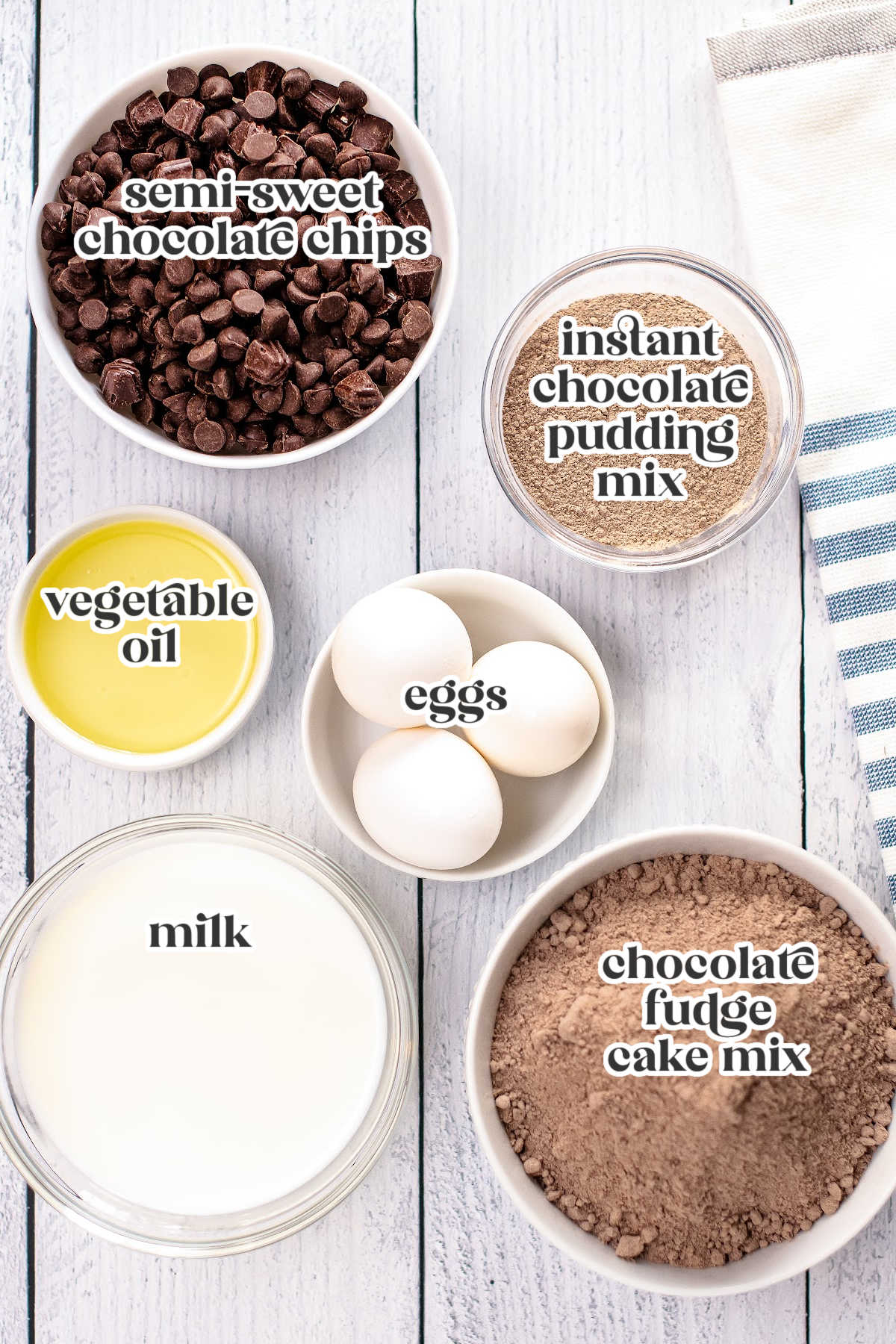 ingredients for crock pot lava cake with text overlay