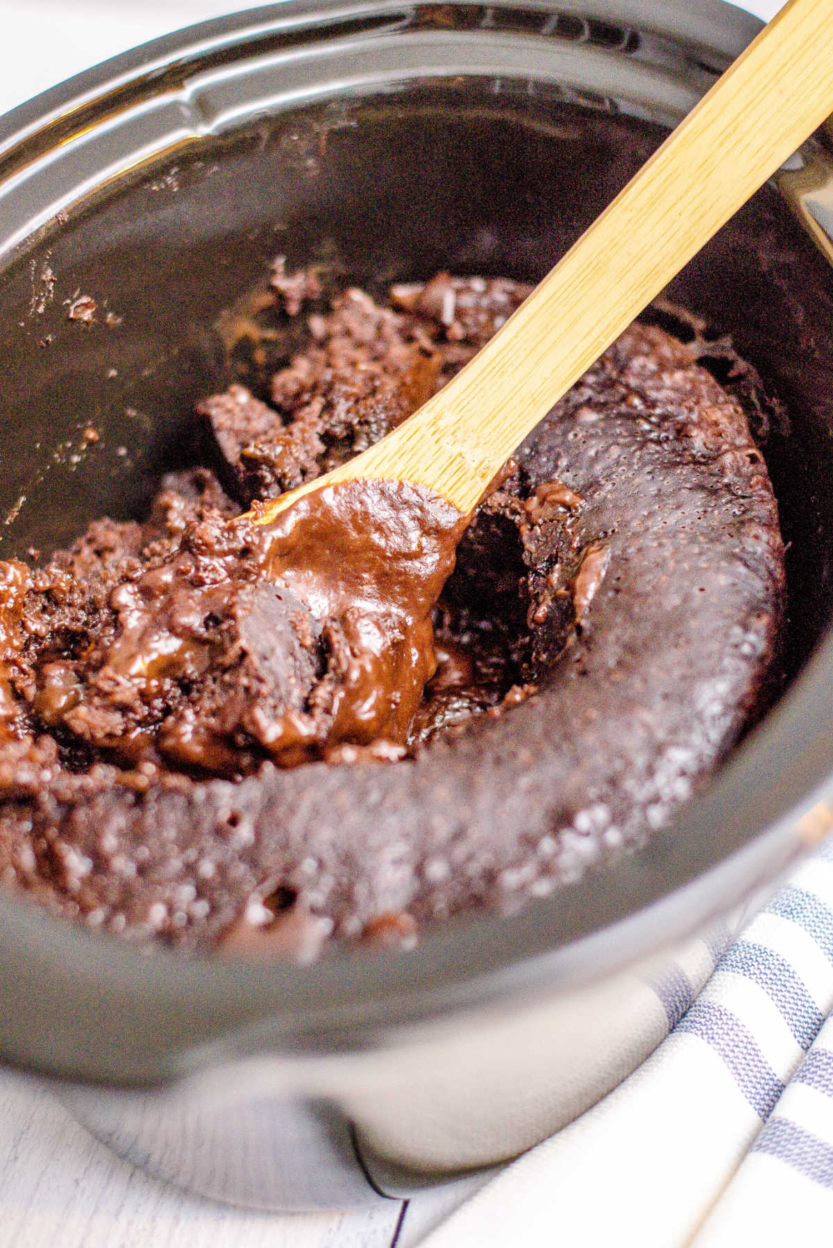 A few scoops taken out of the crockpot lava cake.