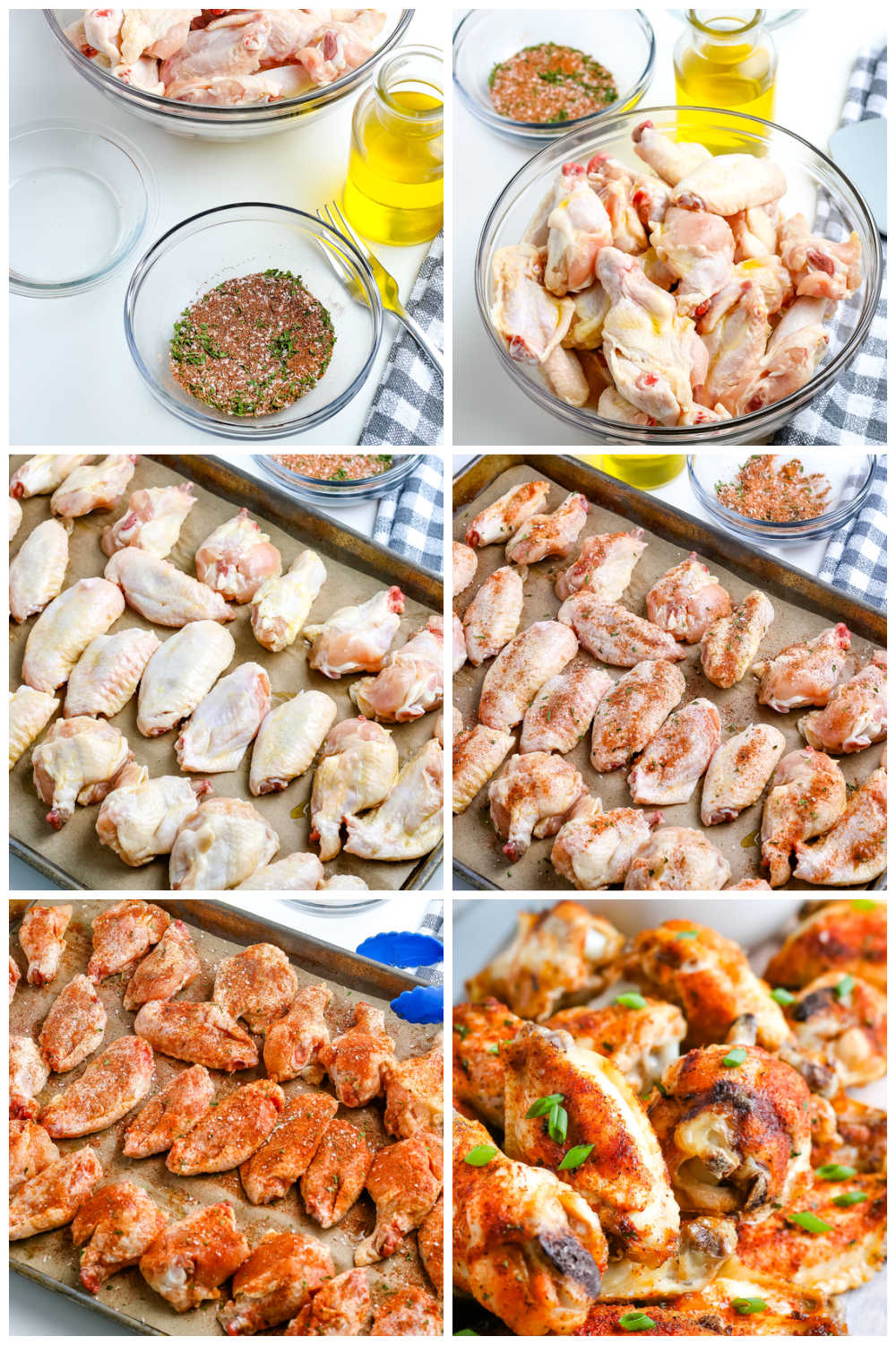 A picture collage of How to Bake Chicken Wings.