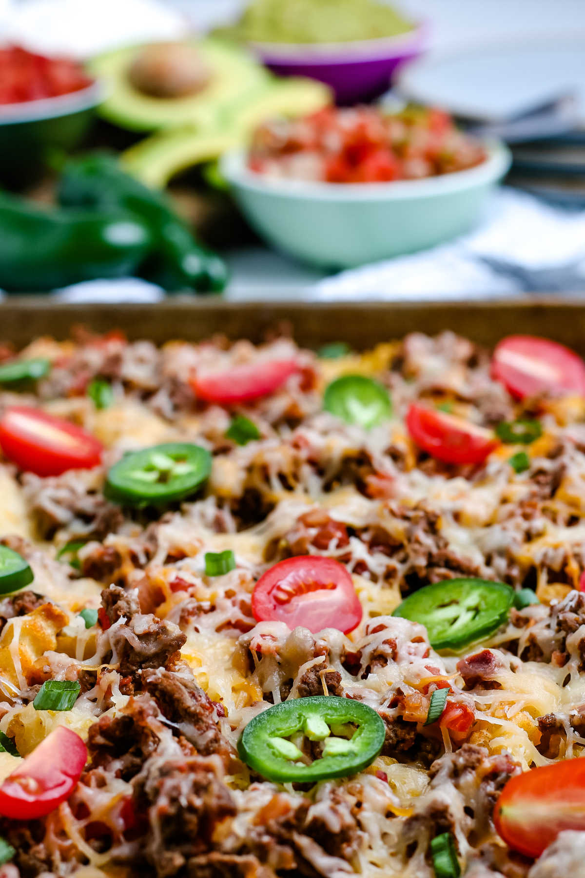 Nacho Fries on a sheet pan.