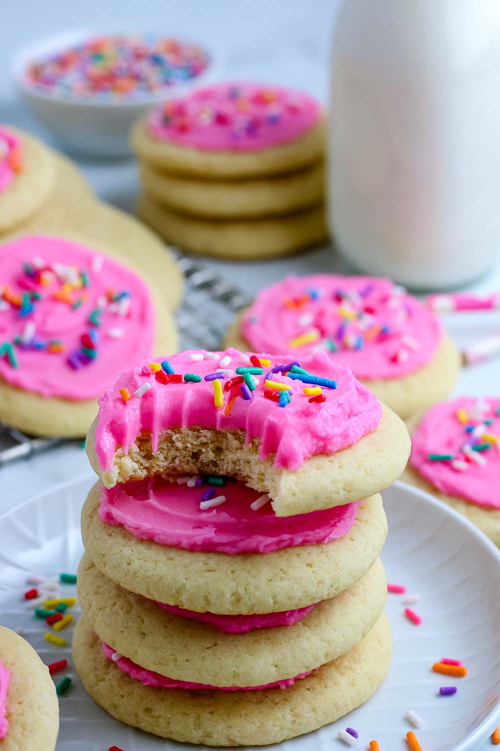 A stack of Lofthouse Sugar Cookies.