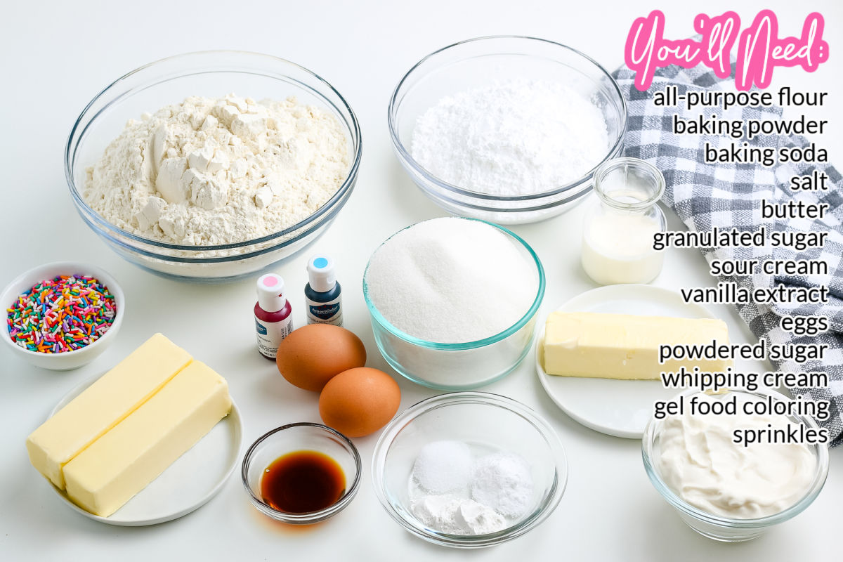 All of the ingredients needed to make Copycat Lofthouse Sugar Cookies.