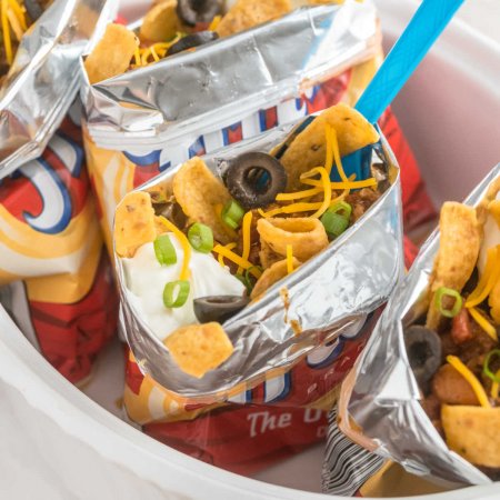 Three Walking Tacos in a serving platter.
