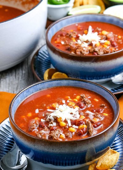 Two bowls of Taco Soup.