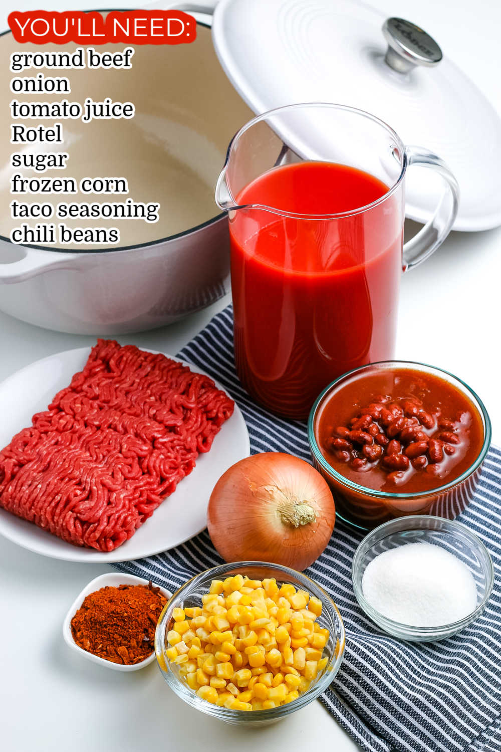 All of the ingredients needed to make Taco Soup.