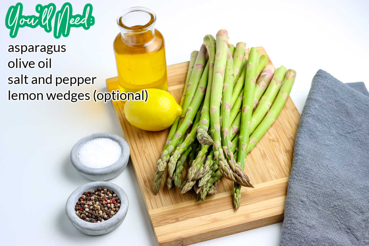 All of the roasted asparagus ingredients.