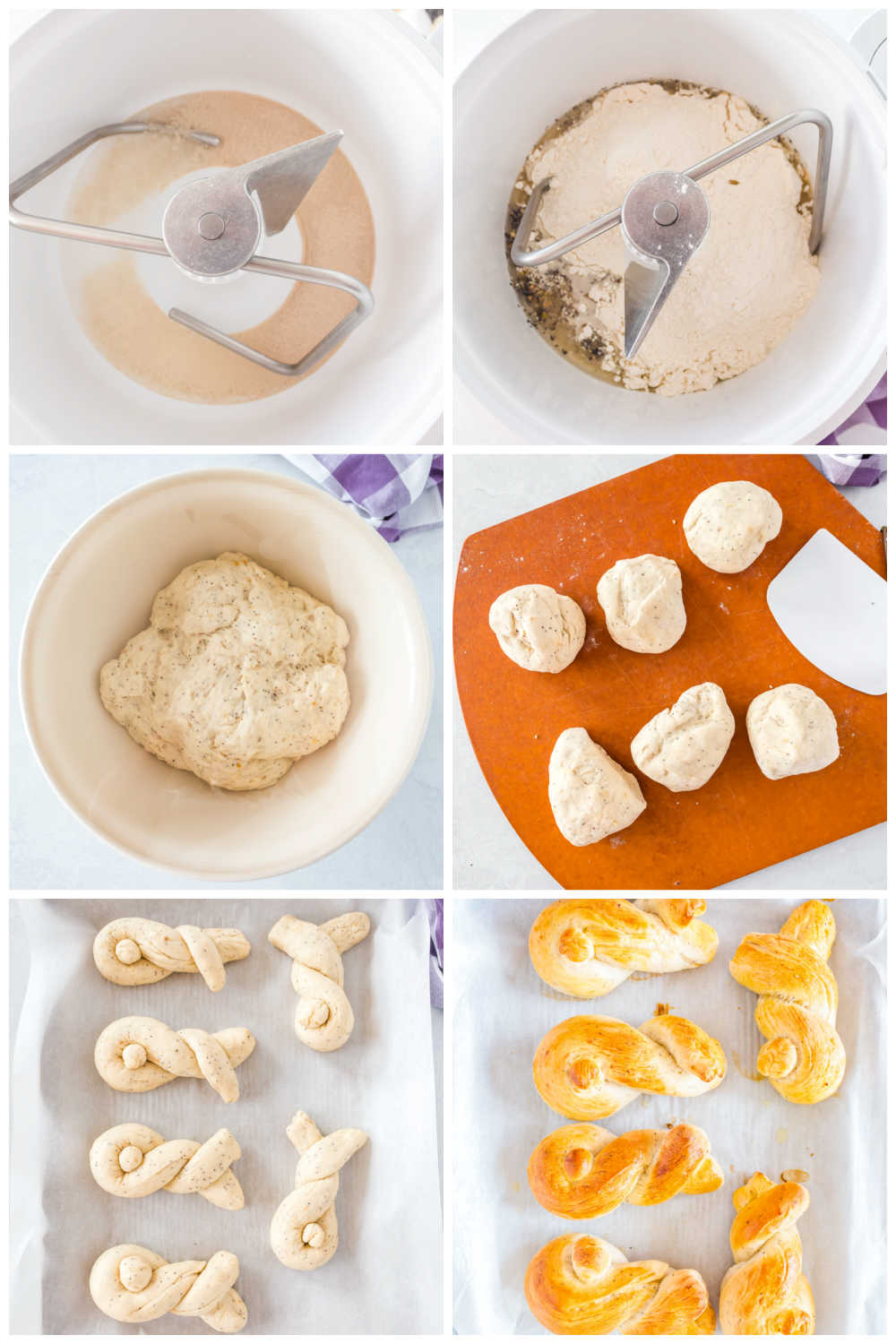 A picture collage of how to make Easter Bunny Buns.