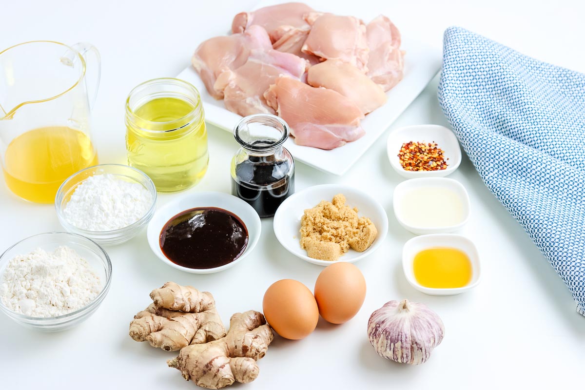 All of the General Tso Chicken recipe ingredients.
