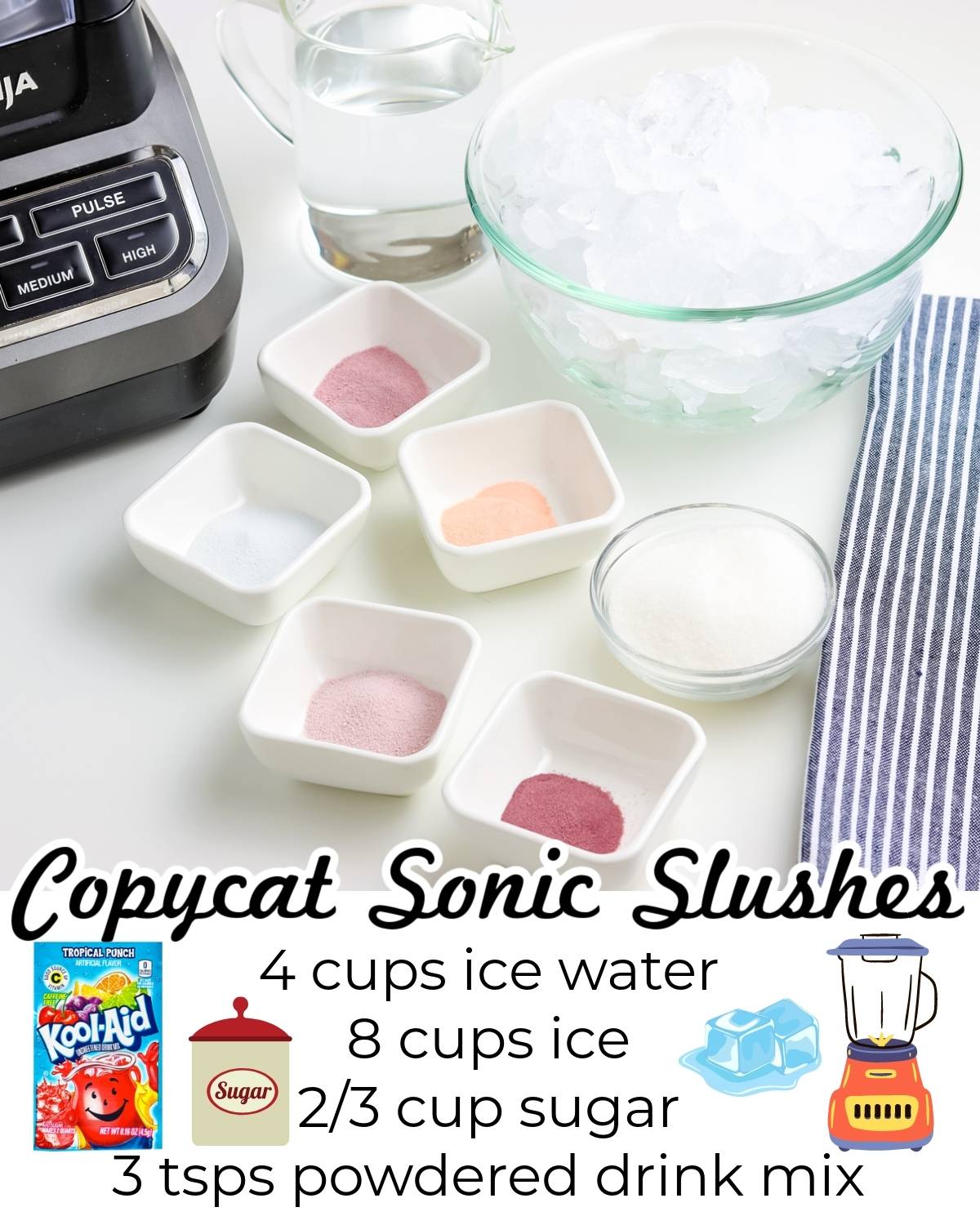 All of the ingredients needed to make this Copycat Sonic Slushes recipe.