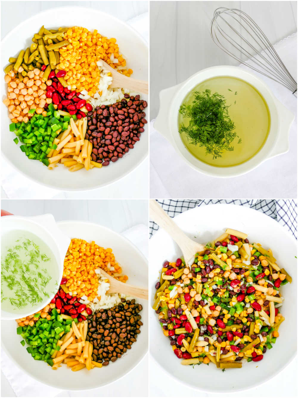 A picture collage of how to make 5 Bean Salad.